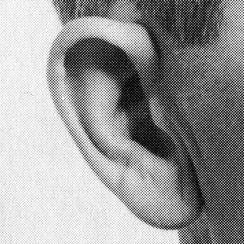 Halftone close-up of a human ear